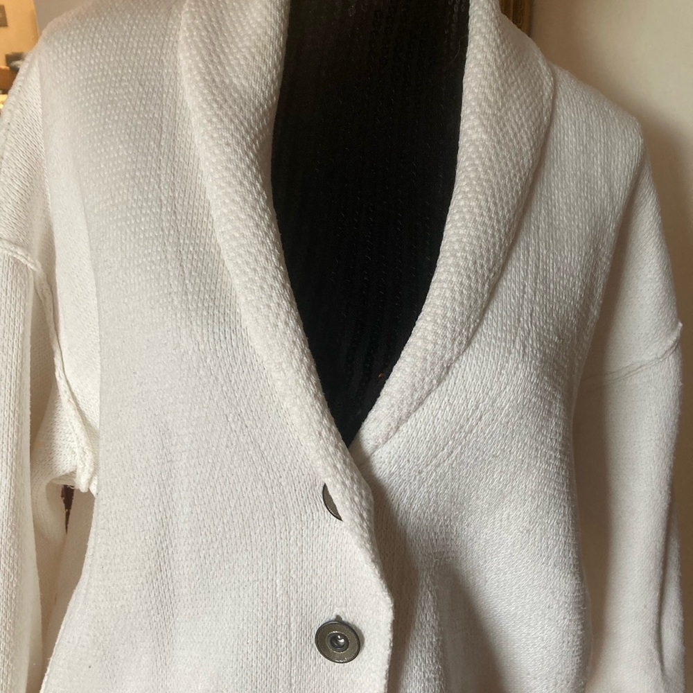 Free People Cream Textured Cardigan